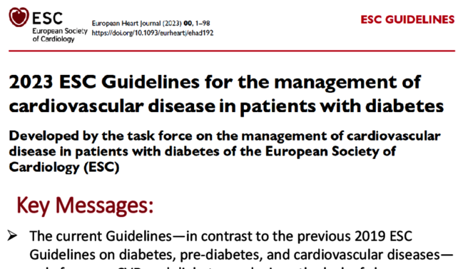 2023 ESC Guidelines for patients with Diabetes – highlights